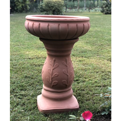 Terracotta Bird Bath with pedestal for Home Garden Balcony décor