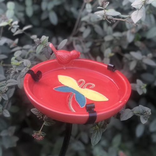 DRAGONFLY BIRD FEEDER Ceramic DRAGONFLY BIRD FEEDER with digger stand for home Garden and Balcony Decor