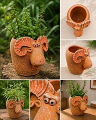 Curly Moose Terracotta Planter
