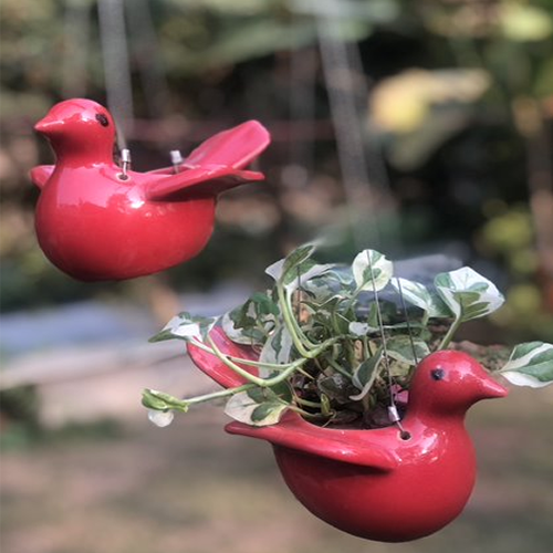 Hanging Bird Ceramic Pot Animal Planter Home Garden Balcony Decor