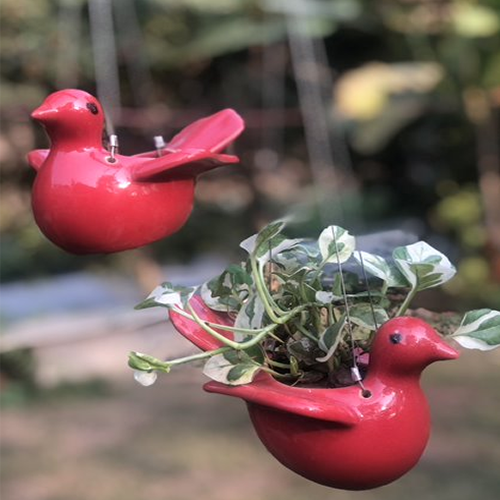 HANGING BIRD CERAMIC POT FOR HOME GARDEN BALCONY DECOR