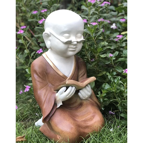 READING BUDHA STATUE in Resin Indoor or Outdoor FOR HOME GARDEN BALCONY patio DECOR