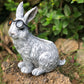 Bunny animal planter with glasses in fiber