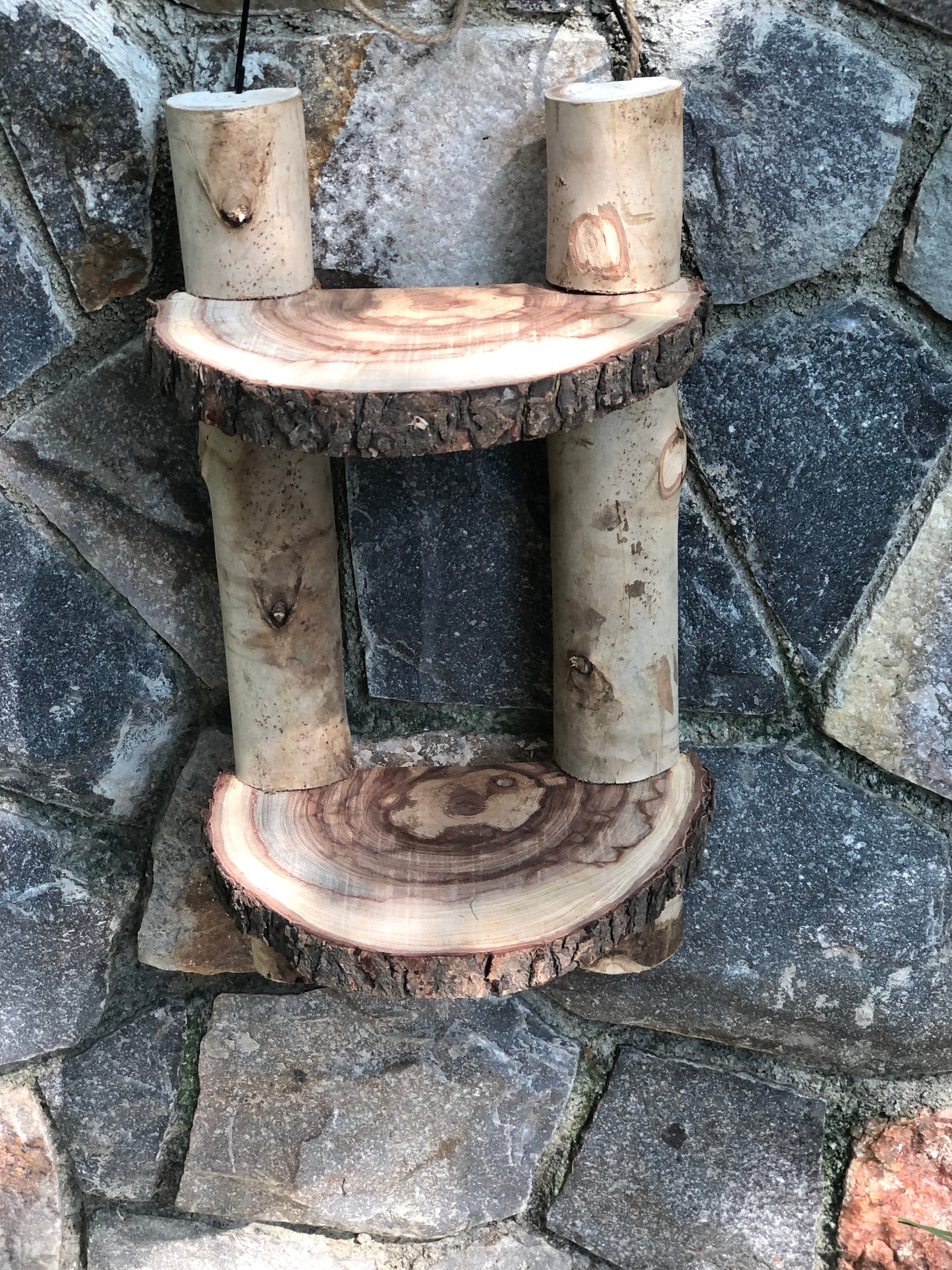 RUSTIC LOG WOOD WALL SHELF FOR HOME GARDEN BALCONY DECOR