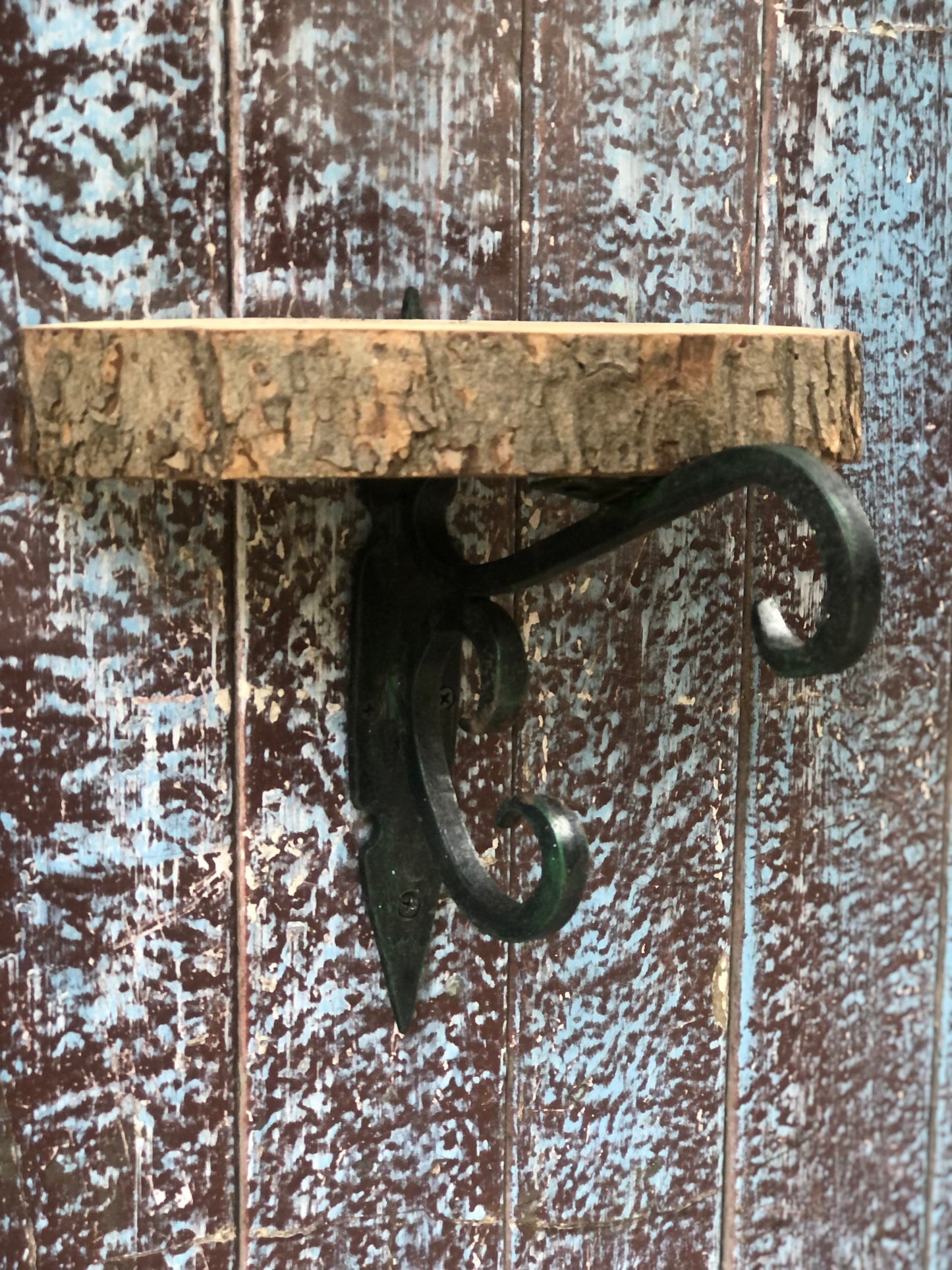 RUSTIC BRACKET WITH LOG WOOD SHELF FOR HOME GARDEN BALCONY DECOR